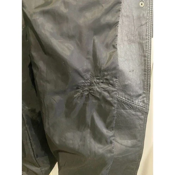 Winlit Black Leather Trench Coat With Suede Trim Size XS Read